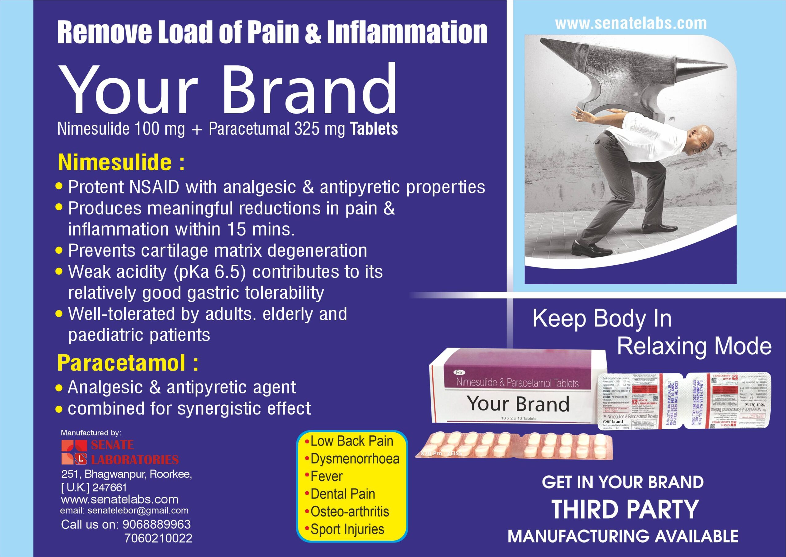 Nimesulide+Paracetamol Tablets